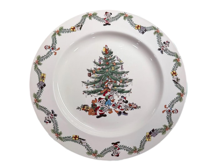 Spode China | Disney Showcase | Christmas Tree Celebration | 2003 | Service Platter Charger | Pluto Donald Duck | Mickey Minnie Mouse