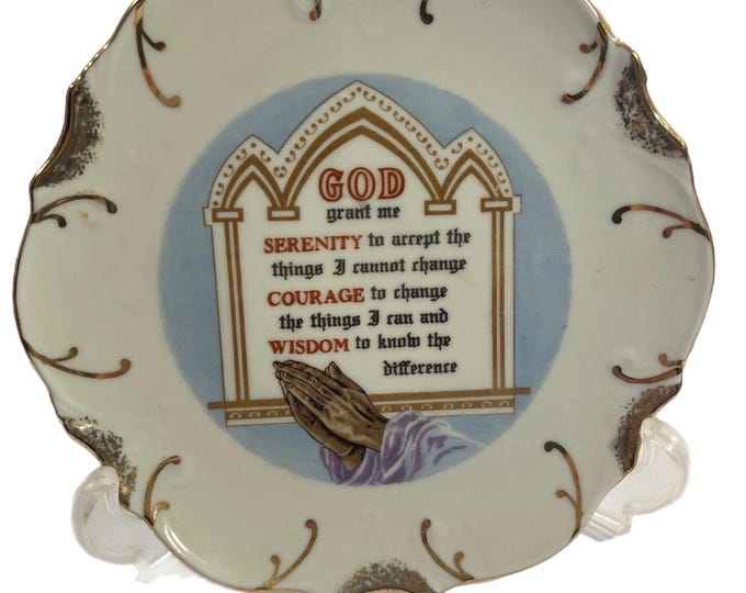 Serenity Prayer Plate | Made in Japan Mid State Product | Porcelain Ceramic Gallery Wall Decor | Jesus Christianity Religious Granny Core