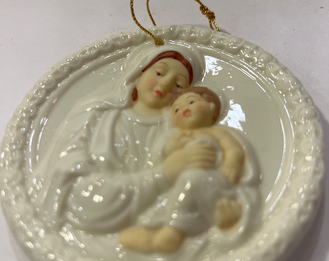 Vintage | Porcelain | Madonna Ornament Christmas Baby Jesus Virgin Mary Nativity | Religious