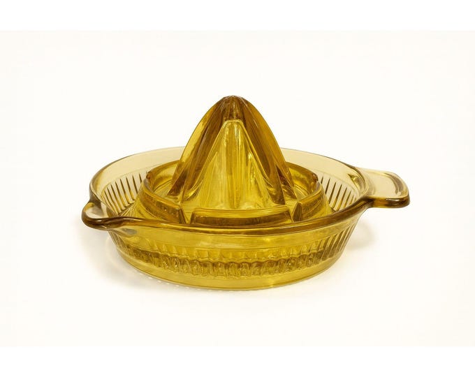 Amber Juicer Reamer 1930s Amber Orange Glass Vintage Glassware Kitchen Tools Untensil Partyware Cooking Kitchenware Breakfast Juice