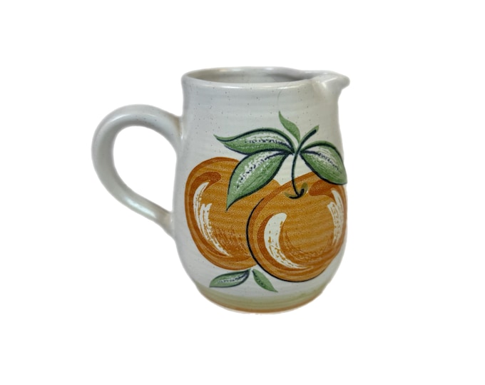 Orange Fruit Creamer Pitcher | Franciscan Earthenware | Glazed Pottery Ceramic |  12 oz | Mid Century Granny Cottage Core | Kitchen Decor