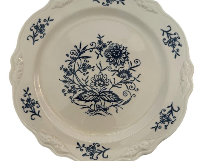 Vintage | Blue Onion | Dresden Sheffield Imperial Blue Dinner Plate | Blue Willow Blue White | China Patter | Traditional Grand Millennial