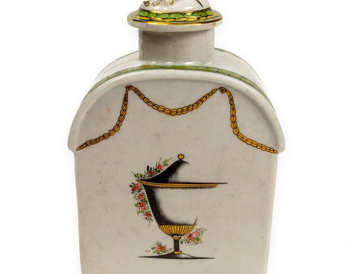 18th Century Chinese Export Porcelain Tea Caddy Floral Urn