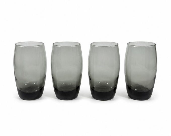 Drinking Glasses Tea Water Set 4  Libbey Classic Smoke Tempo Set  Mid Century Drinkware Barware Brown Gray Smoky Retro Replacement Glassware