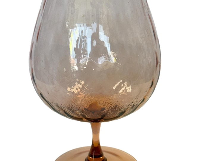Vintage 1960s Large Pink Empoli | Italian Art Glass Snifter Vase |  Diamond Optic Glass and Ripple Edge | Collectible Glass | Home Decor