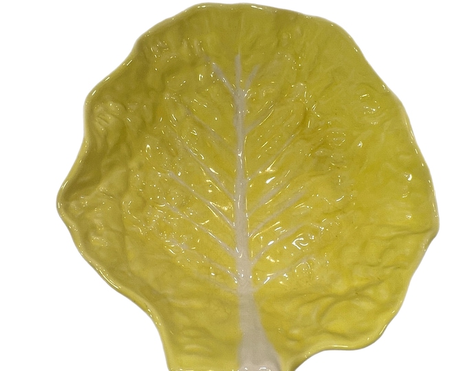 Vintage Portugal Cabbage Secla Majolica Yellow Serving Decorator Bowl Stamped Ceramic | Grand Millennial | Coastal Grandma | Dodie Thayer