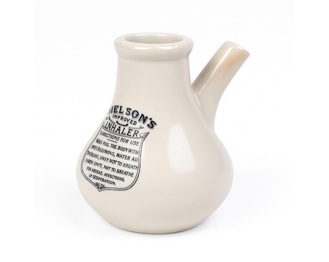 Ironware Jug Earthenware | Dr. Nelson's Improved Inhaler - Antique English Collectible Advertising Pot | Stoneware Bottle Doctor Apothecary