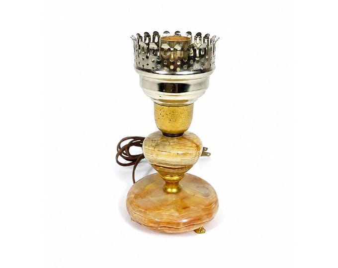 Accent Marble Lamp Green Base Brass Feet Vintage Table Boudoir Vanity Kitchen Lighting Home Decor Unique Earth Tones