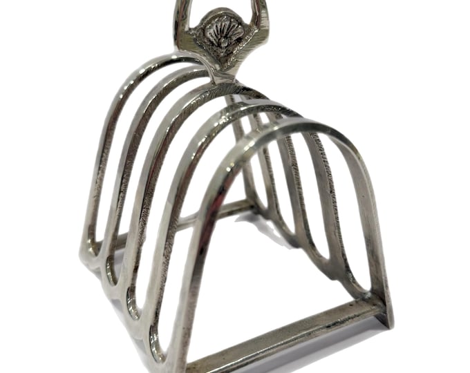 Vintage |  Art Deco Silver Plated | Top Handle | Toast Rack, Crusader Plate Napkin Holder, Letter Holder | Serving Hostess Tableware