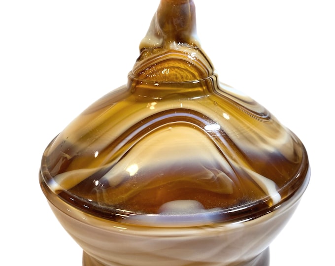Arthur Lorch Imperial Slag Glass Dog Finial Lidded Bowl Dish 1981-82