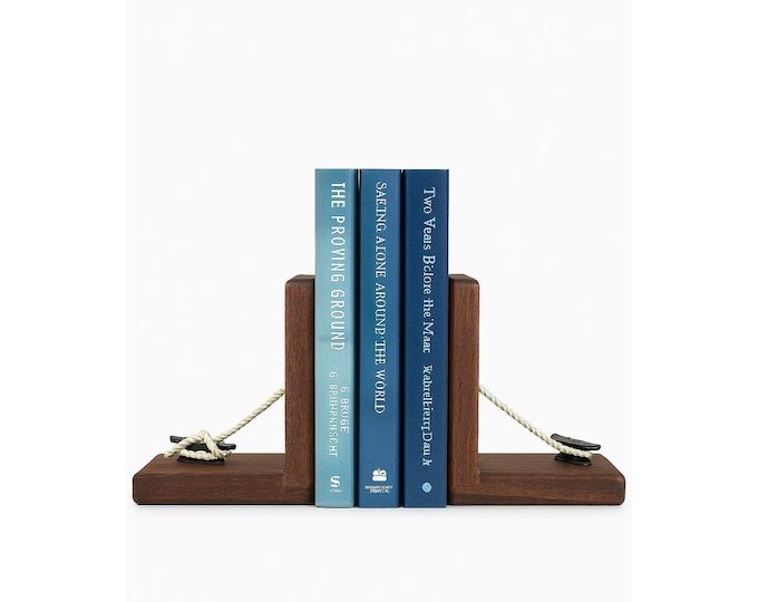 Wooden Bookends Boat Cleat Rope Maritime Nautical Coastal Handcrafted Art Duser Wood Book Shelf Book Ends Home Office Shelf Decor Gift