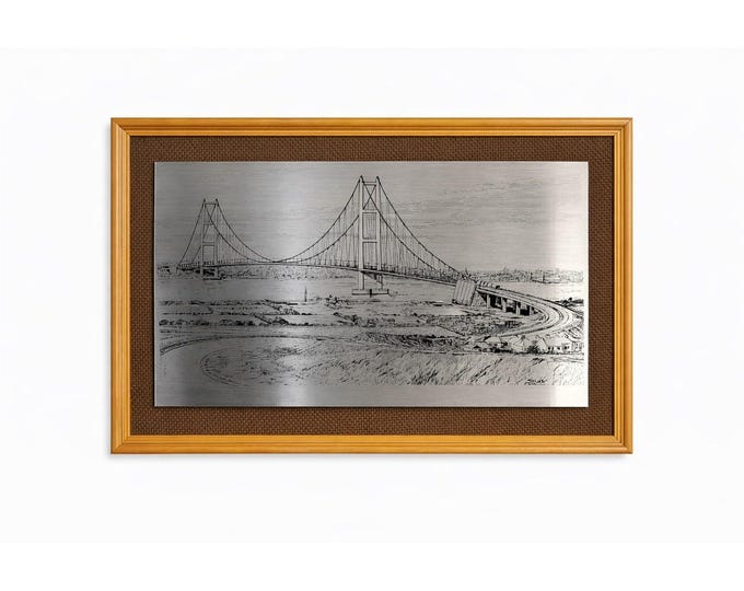 Wall Art Metal Etching Humber Bridge Stuart Garland England Travel Souvenir Travel Suspension Office Home Decor Collectible