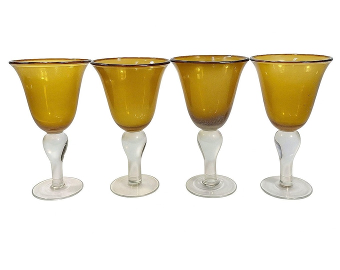 Footed Iced Tea Glass Amber Bubble Glass Artland Amber Set 4 18 oz | 18oz  Wine Goblet  Iris Seeded DesignTableware Drinkware Barware