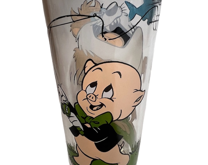 Highball Glass Glassware Cartoon Collectible | Pepsi Collectible Porky Pig Tasmanian Devil Looney Tunes Warner Bros | Childhood Nostalgia