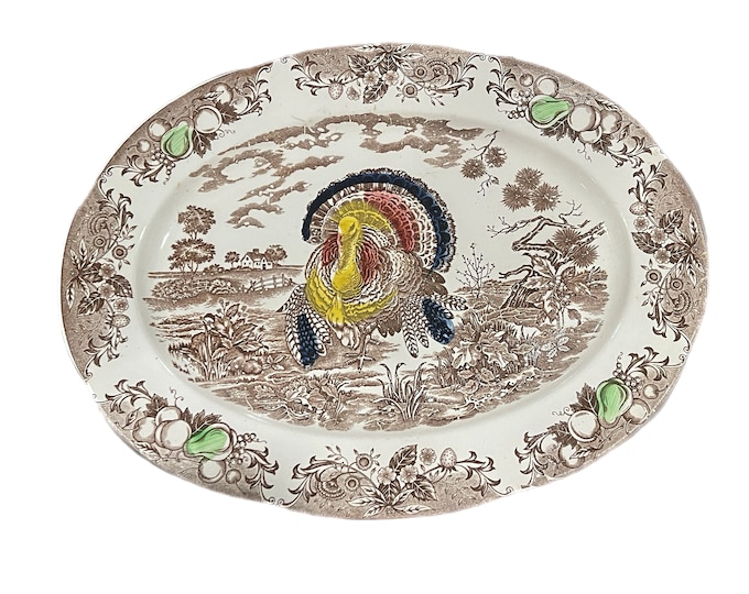 Fall | Thanksgiving | Japan Japanese Ironstone Transfer Ware Turkey Platter Plate | Server