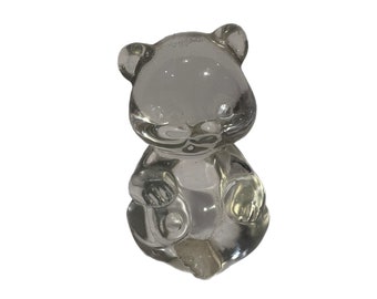 Fenton Crystal Art Glass Teddy Bear Figurine Vintage  paperweight