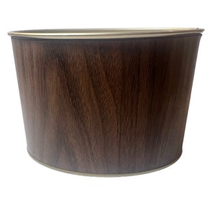 Vintage Metal Desk Top Waste Bin Letter Caddy / Grano de madera / Oro