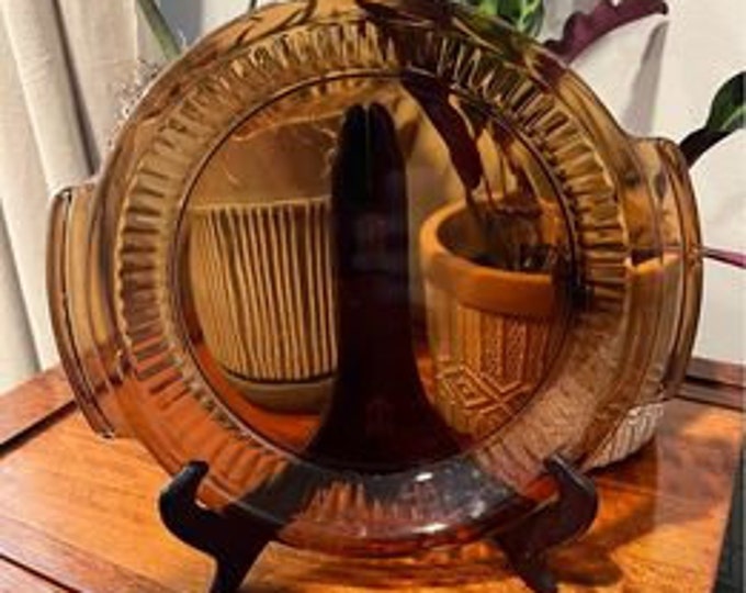 Vintage | Amber | Anchor Hocking  Fire King | # 1460 | Glass Ribbed 9 inch Pie Plate | Oven Proof | .75 quart