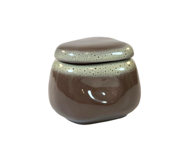 Lidded Sugar Bowl | Tamac Pottery Frosty Fudge Brown | Perry Oklahoma | Mid Century 1950s | abstract  biomorphic ergonomic | Kitchen Decor