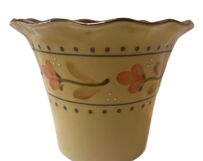Val do SOL ceramic planter pot vase  Portugal  | Butterscotch Cream Brown | Floral