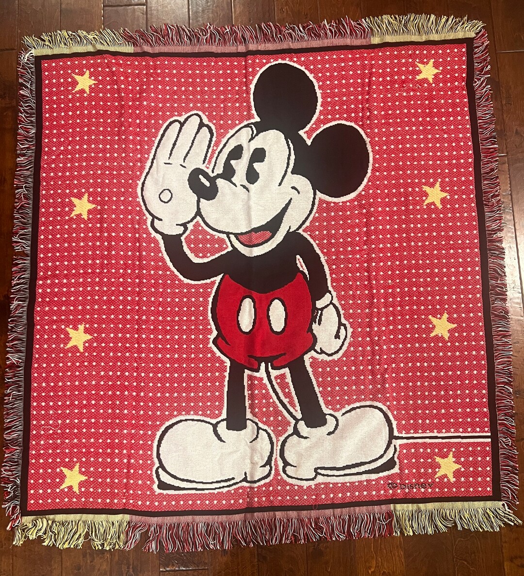 Vintage | Beacon | Disney Mickey Mouse Reversible Tapestry Fringe