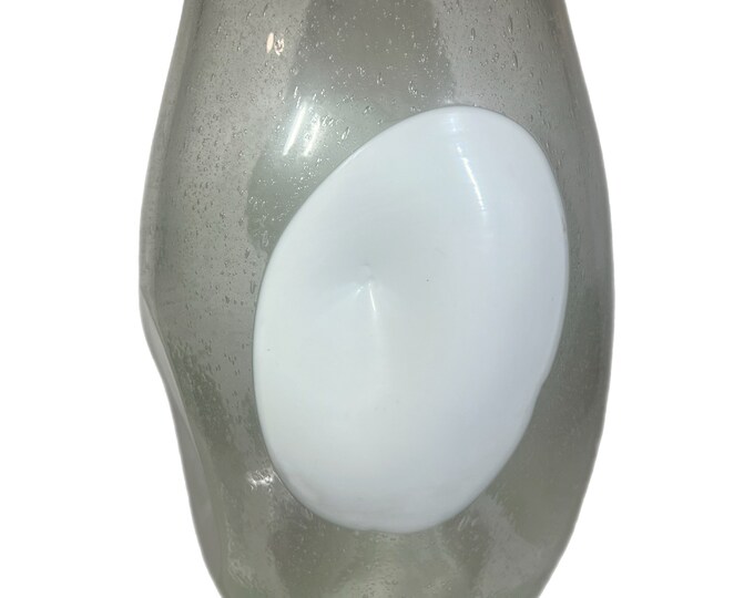 Modern | Thick Walled Hand Blown Bubble Glass Vase | Opaque White Italian  Pulegoso Murano style