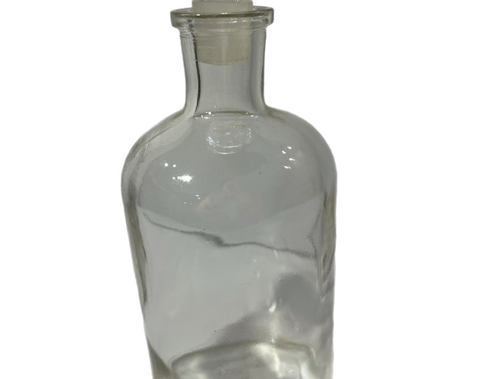 Apothecary Glass Bottle with Frosted Stopper | Wavy Glass Jars | Vintage Laboratory Salvage | Pyrex | Kimex Lid USA Made