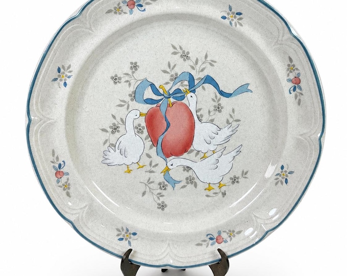 Marmalade International Chop Plate Platter | Vintage Stoneware Dishes | Replacement China | Granny Grandma Cottage Core | Blue Ribbon Geese