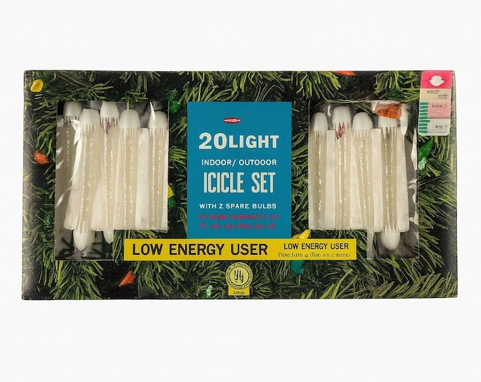 Icicle Drip Christmas Multicolor 20 Lights YuleGlo Vintage Mid Century Original box Holiday Seasonal Tree Decoration Retro MCM Colored