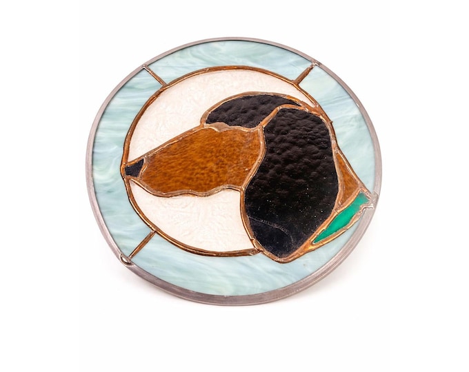 Stained Glass Suncatcher Plott Hound NC State Dog Vintage Wall Window Decor Handmade Unique Vintage Copper Animals Gift Ideas