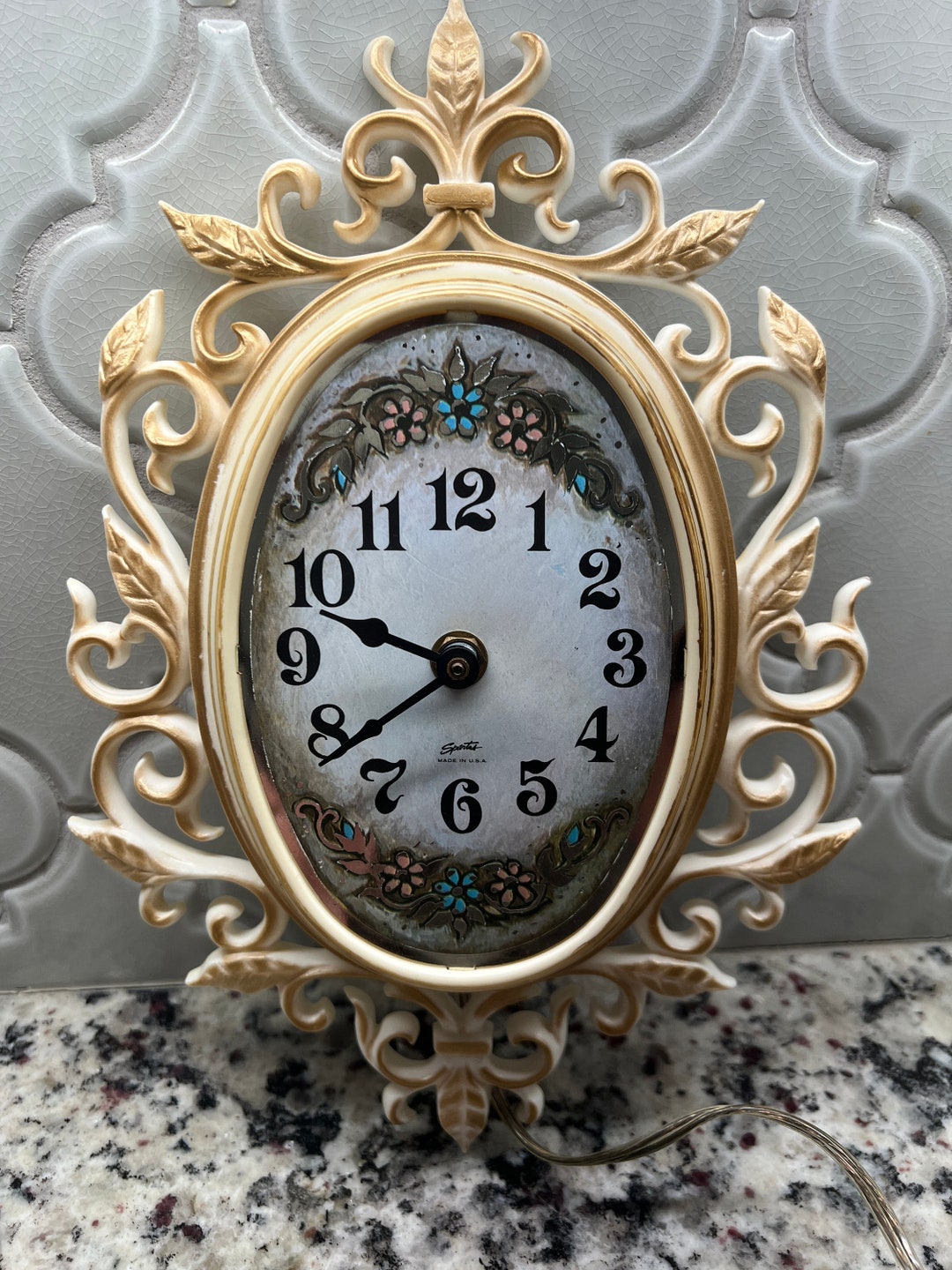 Vintage Gilded Mid Century Spartus Electric Wall Clock Scrolls Etsy