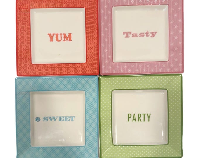 Appitizer Plates | Martha Stewart Collection Macys | Dish of Day Set 4 | Colorful Hostess Dinnerware Party Sweet Yum Party Tasty | Grand Mi