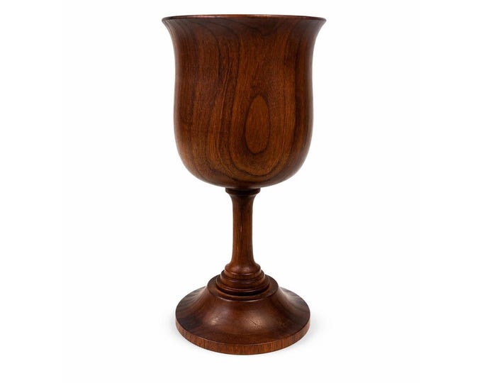 Wood Wine Goblet Chalice Vintage Wooden Hand Turned Communion Vintage Farmhouse Primitive Home Decor Vase Decorative Accents