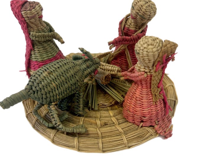 Vintage Nativity Nacimiento Creche Made in Ecuador of Toquilla Straw
