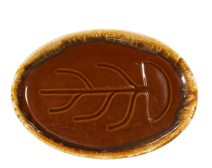 Serving Steak Chop Platter Drip Well Oval | MCP Roseville McCoy Brown Drip Glaze Stoneware Pottery | Vintage Kitchenware Serving Replacement