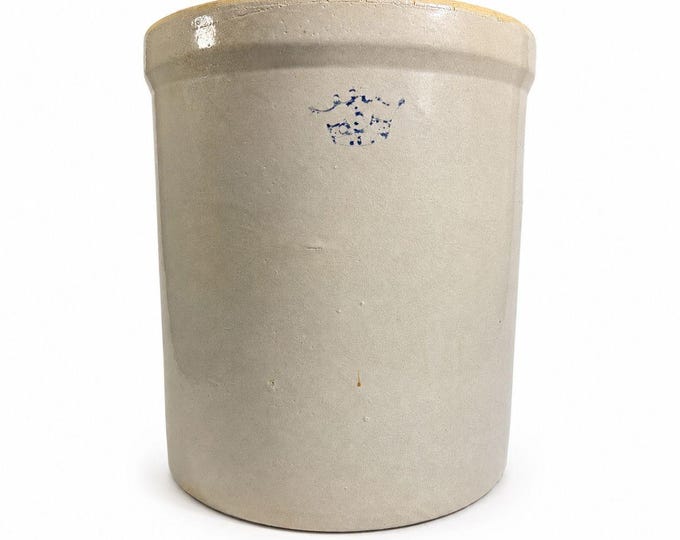 Antique Stoneware Crock Robinson Ransbottom Blue Crown 5 Gallon 1910s Made in USA Farmhouse Primitive Country Kitchen Rustic Cottage Granny