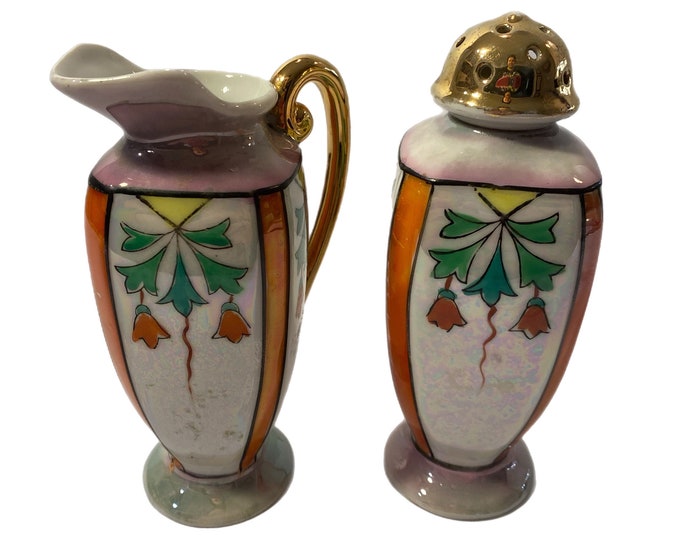 Vintage Bravarian Lusterware Cream & Sugar Shaker Pair