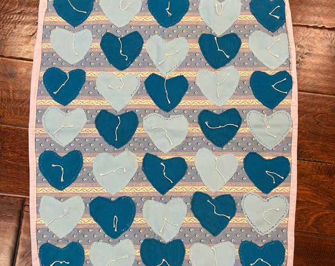 Vintage | Quilt | Cutter Scraps | Baby Recieving Blanket | Hearts and Backing | Hand stitched