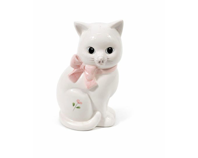 Cat Figurine Statue Vintage Hand Painted Porcelain Ceramic Classy Cats Kitten Mount Clemens Pottery Cottage Granny Core