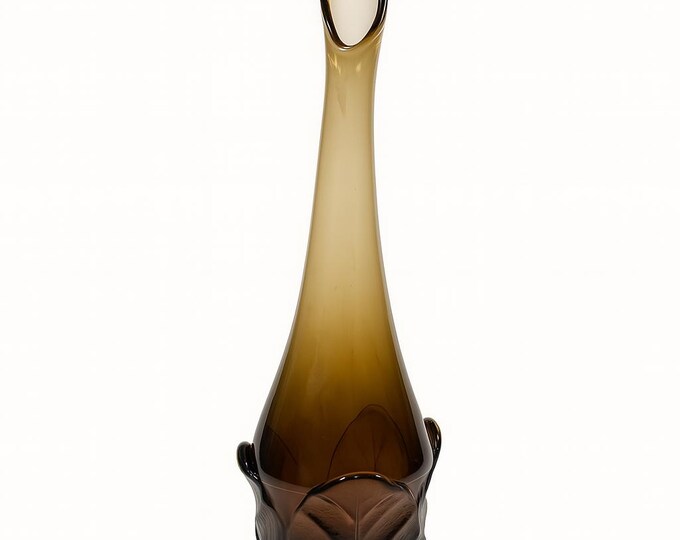 Swung Vase Viking Cabbage Amber Root Beer | Mid Century Modern MCM Retro Vintage | Home Decor Decorative Accents | Collectible Glass
