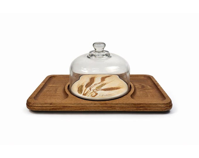 Serving Tray Vintage Goodwood Cheese Board Dome Harvest Wheat Teak Charcuterie Board Tile Enlay Kitchen Cooking Hostess Mid Century Retro