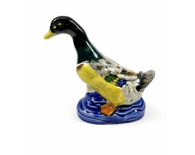 Duck Planter Pot Porcelain Ceramic Vintage Retro Mid Century Yellow breast Mallard Occupied Japan Stamped Home Decor Grandpa Cabin Rustic