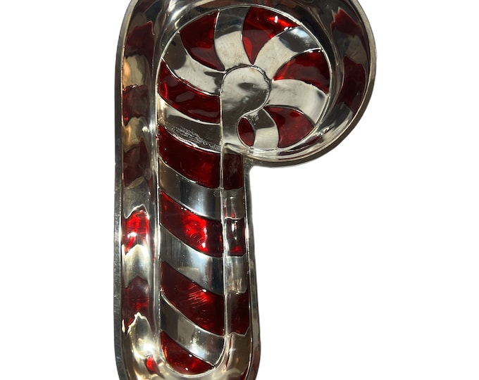 Candy Cane Dish | Vintage Godinger Silver-Plated Christmas | Candy Dish Holiday Hostess Party Gifts for Her | Serving Decorative Accents