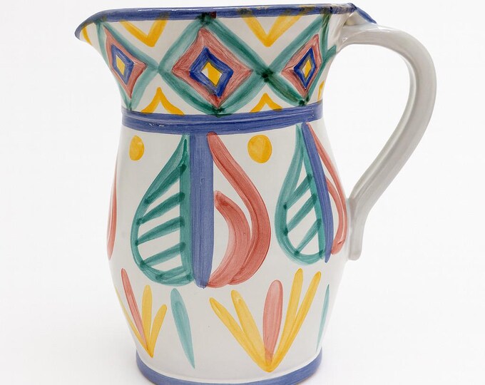 Majolica Pitcher Vase  | Made In Italy Italian | Hand Painted Paster CBB Pottery | Grand Millennial Easter Spring Home Decor Tableware