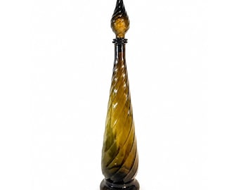 Decantador de licor Empoli Vintage Swirl Guildcraft Gris Ahumado Decoración de mediados de siglo para el hogar Acentos decorativos Artículos de bar coleccionables