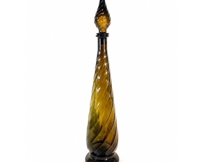Decanter Liquor Bottle Decanter Empoli Vintage Swirl Guildcraft Grey Smoky Mid Century Home Decor Decorative Accents Collectible Barware