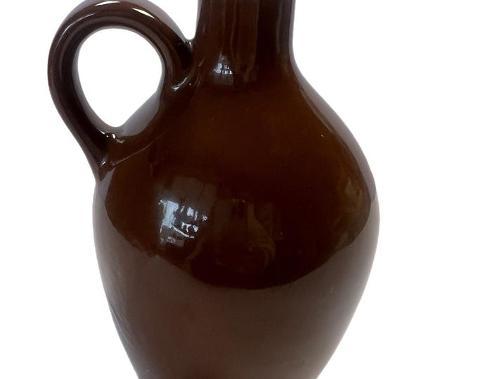 Vintage | Stoneware | Brown Salt Glaze Ceramic Beehive Primitive Moonshine Jug | Pottery | Chocolate Brown | Primitive Farmhouse Granny Core