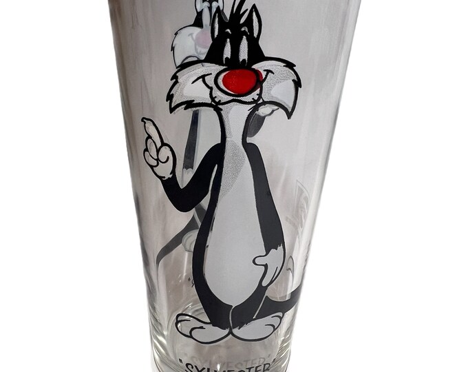 Drinking Glass Glassware Cartoon Collectible | Pepsi Collectible Sylvester the Cat | 1973 Looney Tunes Warner Bros | Childhood Nostalgia