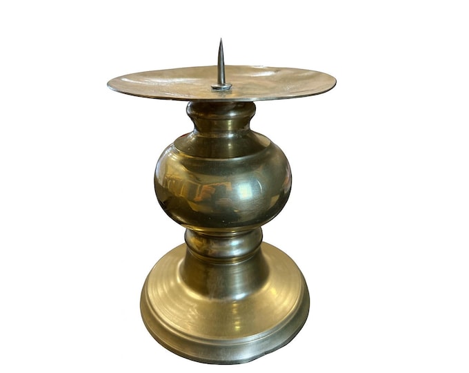 Spike Pedestal Candlestick Holder Solid Brass | Pricket Sticks Continuous Design Vintage Table Centerpiece | Home Decor Decorative Accents