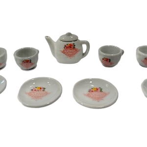 Miniature Mini China Tea Set | Porcelain ceramic | Children Toys Birthday Gift | Sweet Princess | Tea Party pot |  pretend play